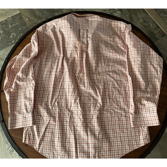 Brooks Brothers 346 Men Size LR Orange White Check Regular Fit Long Sleeve Shirt - Picture 10 of 10